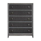 Gray Modern 6pc Bedroom Set Bed Nightstands Dresser Mirror Chest