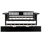 Twin Wooden Daybed with Trundle Bed, Sofa Bed for Bedroom or Living Room