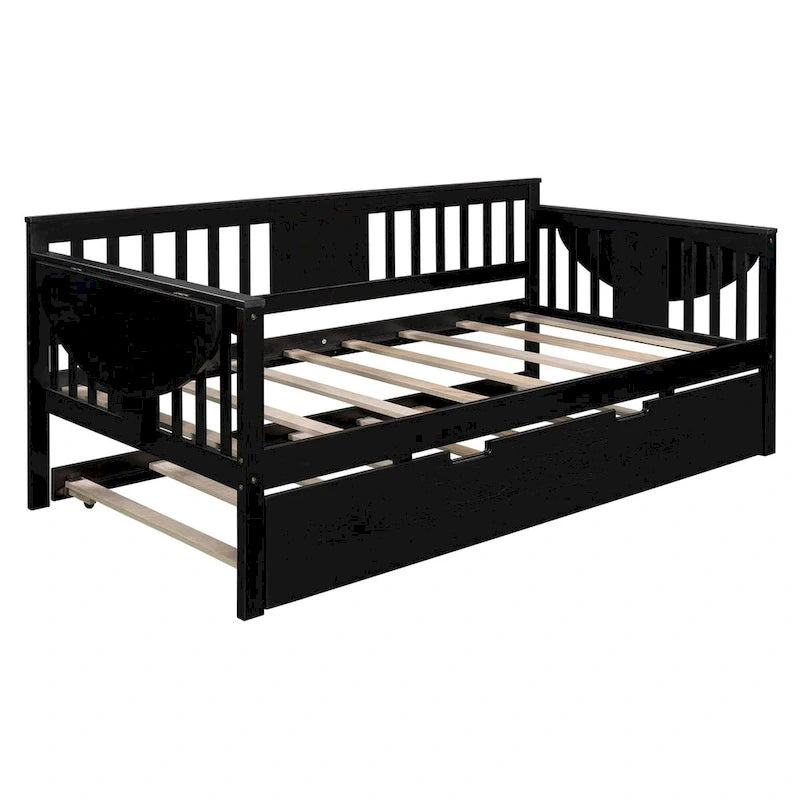 Twin Wooden Daybed with Trundle Bed, Sofa Bed for Bedroom or Living Room