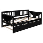 Twin Wooden Daybed with Trundle Bed, Sofa Bed for Bedroom or Living Room