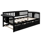 Twin Wooden Daybed with Trundle Bed, Sofa Bed for Bedroom or Living Room