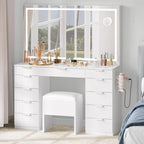 Moasis 46Vanity With Built-in Socket With Illuminated Mirror and Hair Dryer Rack - 55.8 H X 46 W X 11.7 D