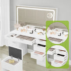 Moasis 46Vanity With Built-in Socket With Illuminated Mirror and Hair Dryer Rack - 55.8 H X 46 W X 11.7 D