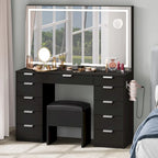 Moasis 46Vanity With Built-in Socket With Illuminated Mirror and Hair Dryer Rack - 55.8 H X 46 W X 11.7 D