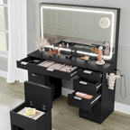 Moasis 46Vanity With Built-in Socket With Illuminated Mirror and Hair Dryer Rack - 55.8 H X 46 W X 11.7 D