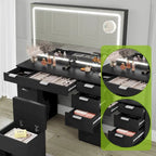 Moasis 46Vanity With Built-in Socket With Illuminated Mirror and Hair Dryer Rack - 55.8 H X 46 W X 11.7 D