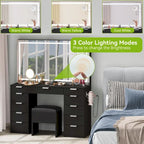Moasis 46Vanity With Built-in Socket With Illuminated Mirror and Hair Dryer Rack - 55.8 H X 46 W X 11.7 D