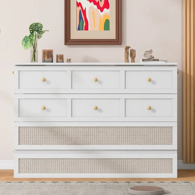 White Full Size Wall Bed with Storage Drawers