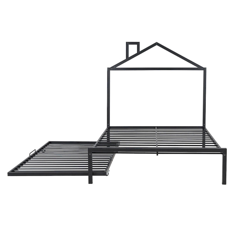 Full Size Metal Platform Bed with twin size trundle