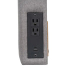 Upholstered Headboard with 2 Power Outlets, 1 USB, 1 USB-C Port