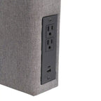 Upholstered Headboard with 2 Power Outlets, 1 USB, 1 USB-C Port