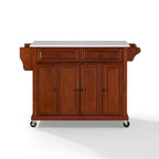 Crosley Full Size Granite Top Kitchen Cart in Cherry - 51.5 W x 18 D x 36.5 H