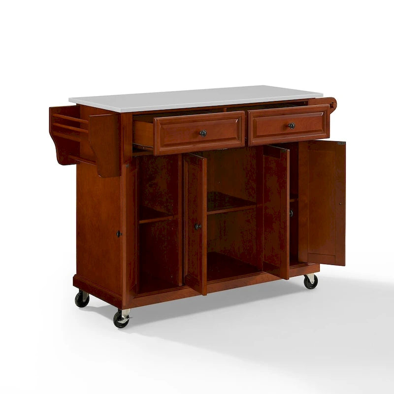 Crosley Full Size Granite Top Kitchen Cart in Cherry - 51.5 W x 18 D x 36.5 H