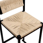Set of 2 Papetr Rope Woven Dining Chairs, Bar Stools with Footrest