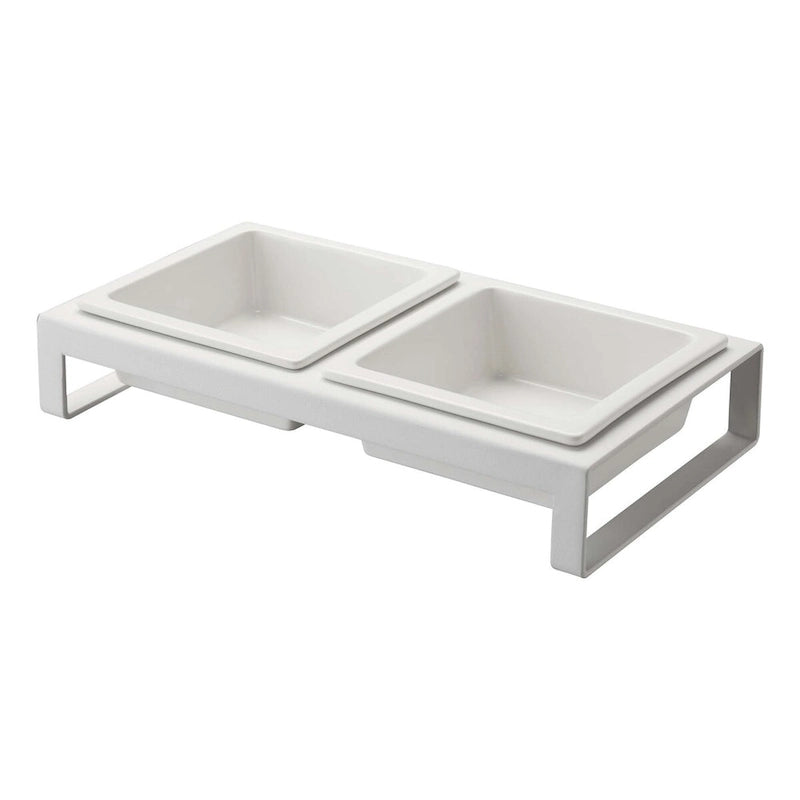 Yamazaki Home Pet Food Bowls - Two Styles, Steel and Ceramic, Short, 1.25 cups, 300 milliliters per bowl