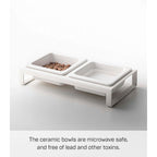 Yamazaki Home Pet Food Bowls - Two Styles, Steel and Ceramic, Short, 1.25 cups, 300 milliliters per bowl