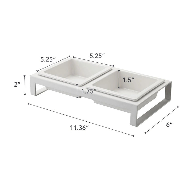 Yamazaki Home Pet Food Bowls - Two Styles, Steel and Ceramic, Short, 1.25 cups, 300 milliliters per bowl