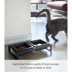 Yamazaki Home Pet Food Bowls - Two Styles, Steel and Ceramic, Short, 1.25 cups, 300 milliliters per bowl