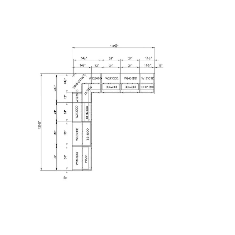 Kitchen Modern Collection Natural Teak & Black Color Base Size 10x8,5Ft Wide - 102x120