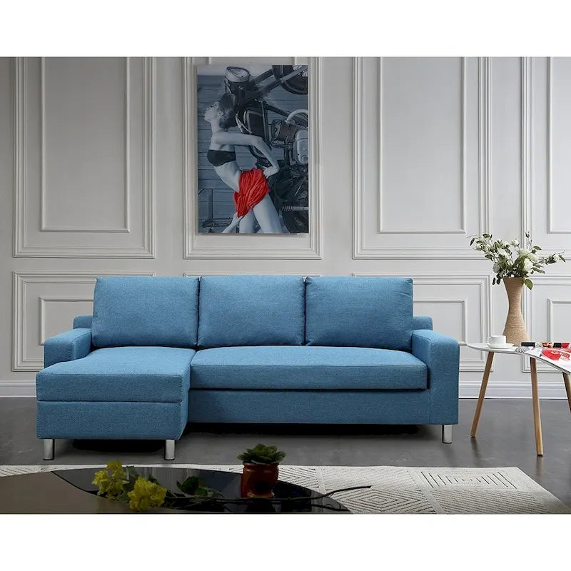 Gray Linen Left-Facing Sectional Sofa Bed