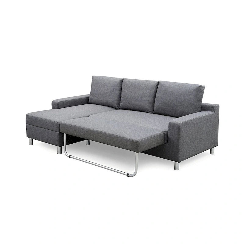 Gray Linen Left-Facing Sectional Sofa Bed