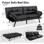 Sofa Bed, Convertible Futon Sleeper Couch Daybed with Adjustable Armrests for Studio, Apartment, Office, Small Space