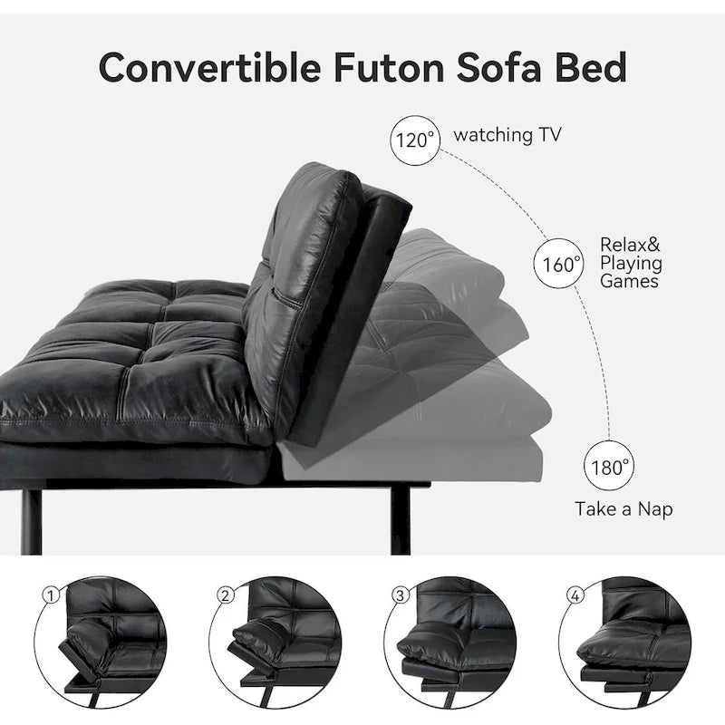 Sofa Bed, Convertible Futon Sleeper Couch Daybed with Adjustable Armrests for Studio, Apartment, Office, Small Space