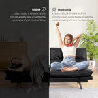 Sofa Bed, Convertible Futon Sleeper Couch Daybed with Adjustable Armrests for Studio, Apartment, Office, Small Space