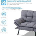 Sofa Bed, Convertible Futon Sleeper Couch Daybed with Adjustable Armrests for Studio, Apartment, Office, Small Space