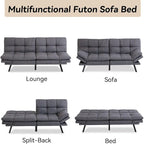 Sofa Bed, Convertible Futon Sleeper Couch Daybed with Adjustable Armrests for Studio, Apartment, Office, Small Space
