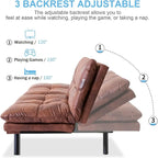 Sofa Bed, Convertible Futon Sleeper Couch Daybed with Adjustable Armrests for Studio, Apartment, Office, Small Space
