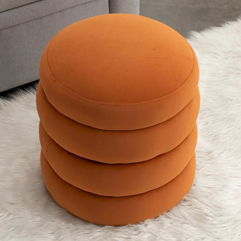 Velvet Round Ottoman Footrest Stool