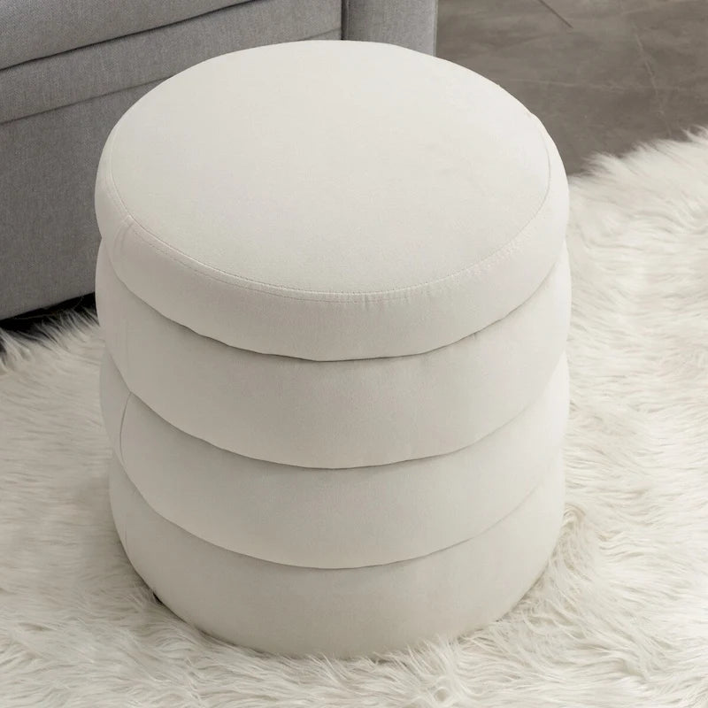 Velvet Round Ottoman Footrest Stool