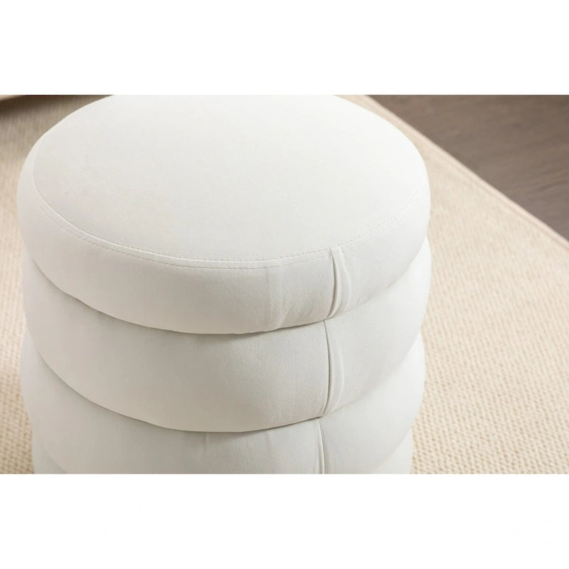 Velvet Round Ottoman Footrest Stool