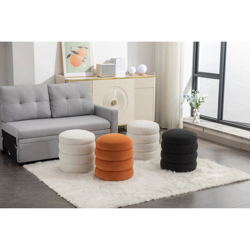 Velvet Round Ottoman Footrest Stool