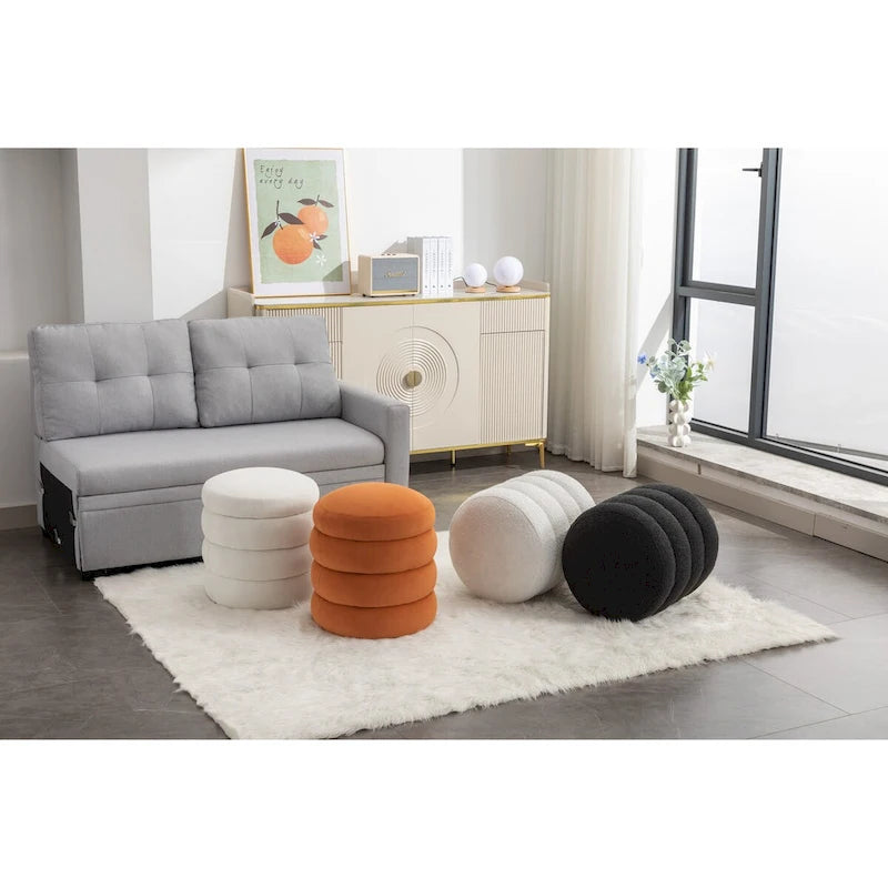 Velvet Round Ottoman Footrest Stool