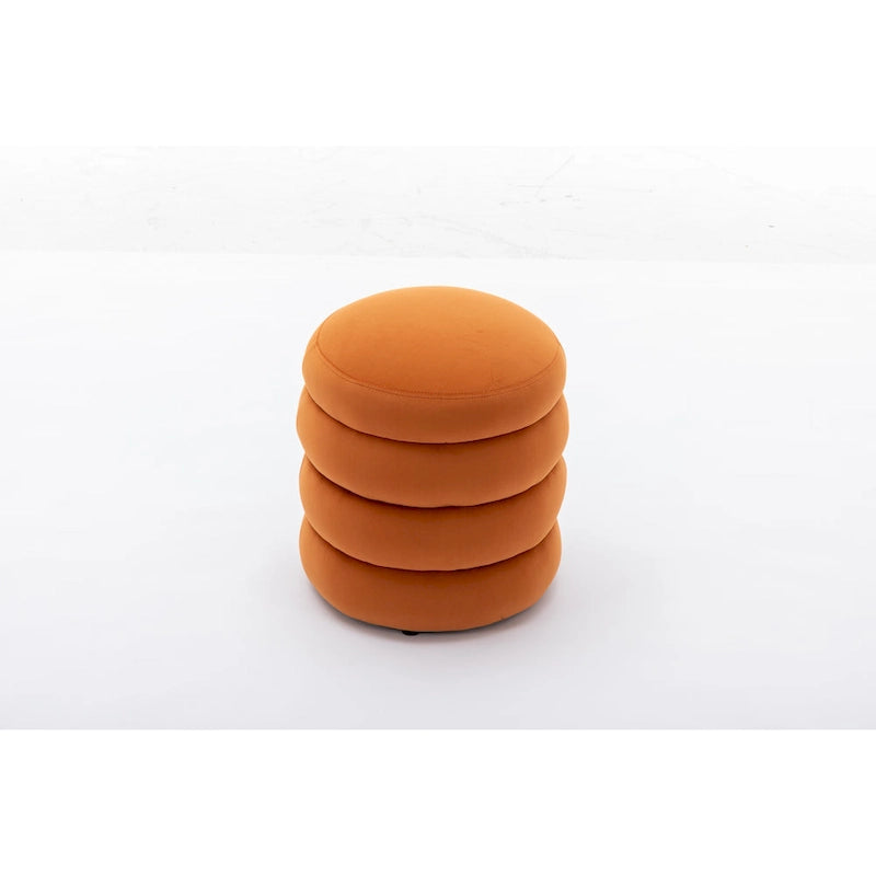 Velvet Round Ottoman Footrest Stool