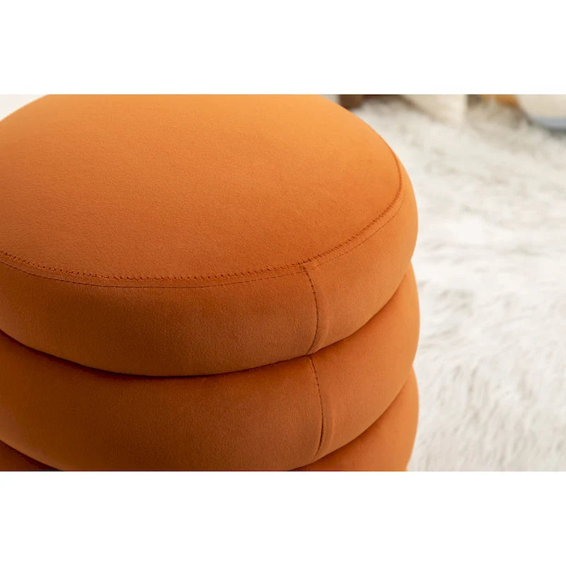 Velvet Round Ottoman Footrest Stool