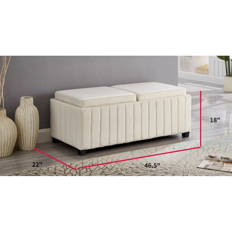Upholstered Storage Ottoman Bench with Legs