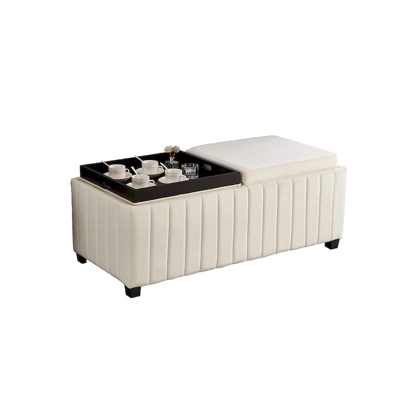 Upholstered Storage Ottoman Bench with Legs