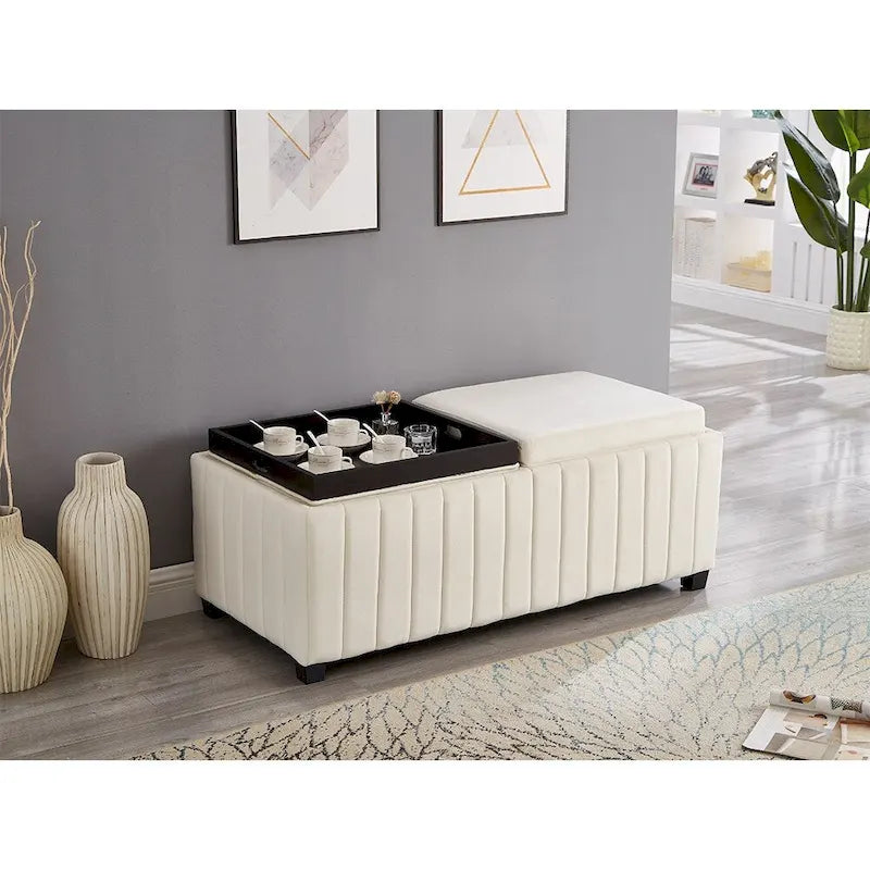 Upholstered Storage Ottoman Bench with Legs