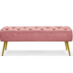 Yaheetech Upholstered Footstool Velvet Ottoman Button-Tufted Table Bench - 451617