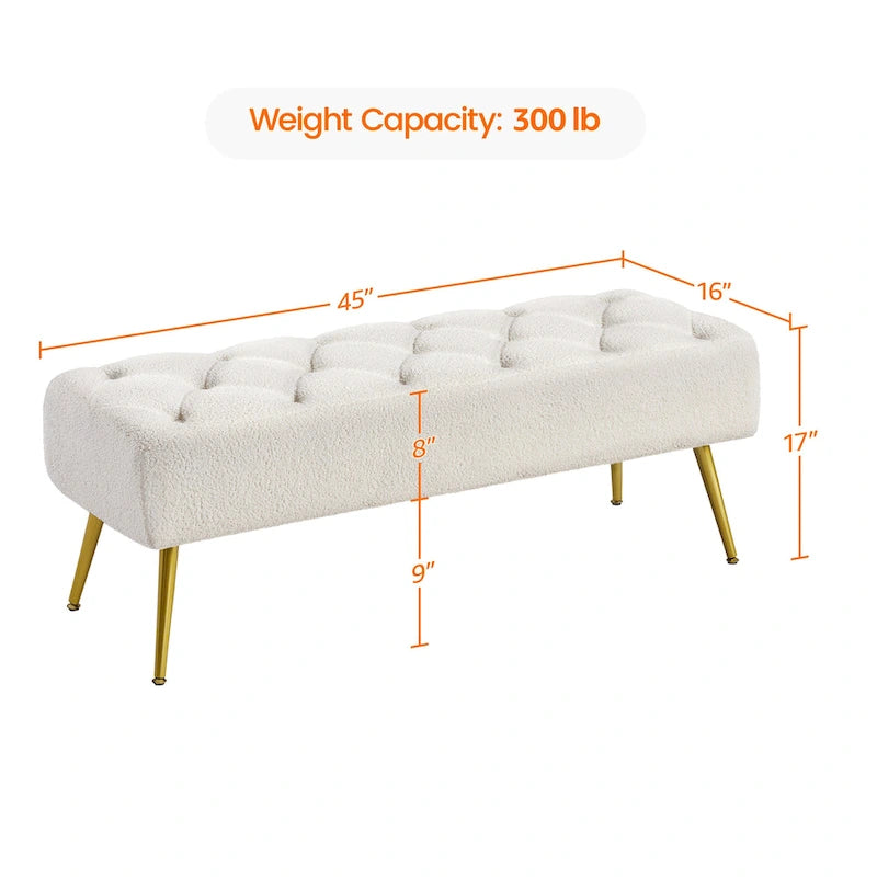 Yaheetech Upholstered Footstool Velvet Ottoman Button-Tufted Table Bench - 451617