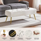Yaheetech Upholstered Footstool Velvet Ottoman Button-Tufted Table Bench - 451617