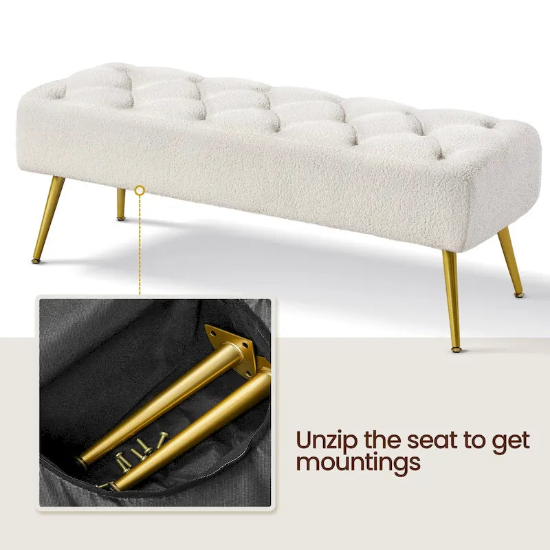 Yaheetech Upholstered Footstool Velvet Ottoman Button-Tufted Table Bench - 451617