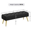Yaheetech Upholstered Footstool Velvet Ottoman Button-Tufted Table Bench - 451617