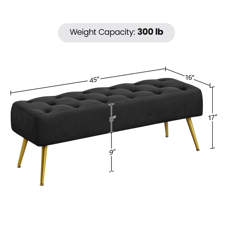 Yaheetech Upholstered Footstool Velvet Ottoman Button-Tufted Table Bench - 451617