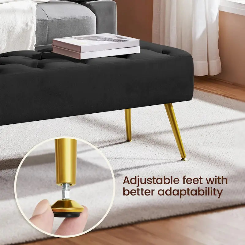 Yaheetech Upholstered Footstool Velvet Ottoman Button-Tufted Table Bench - 451617