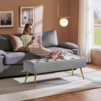 Yaheetech Upholstered Footstool Velvet Ottoman Button-Tufted Table Bench - 451617