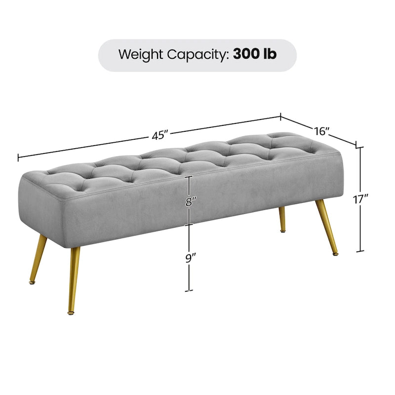 Yaheetech Upholstered Footstool Velvet Ottoman Button-Tufted Table Bench - 451617